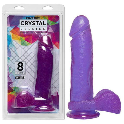 Crystal Jellies 8-Inch Realistic Cock with Balls - The Ultimate Pleasure Experience for All Genders - Model RJ-8001 - Lifelike Skin Texture - Suction Cup Base - Captivating Crystal Tones