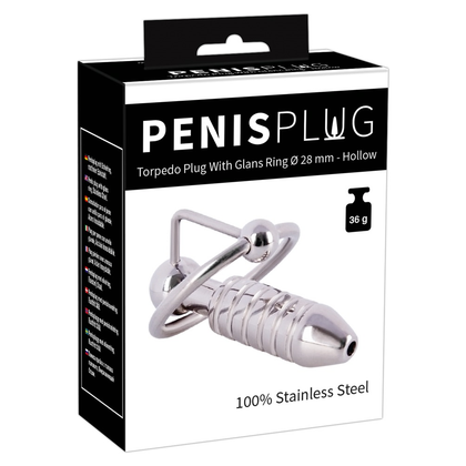 Sextreme Torpedo Plug - Stainless Steel Swivelling Glans Ring with Hollow Dilator - Model STP-001 - Male - Anal Pleasure - Silver - Adult Naughty Store