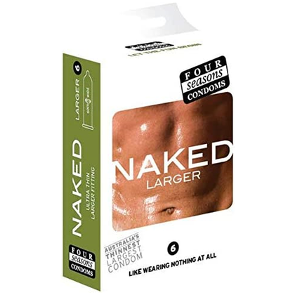 Four Seasons Naked Larger Condoms 6 Pack - Unleash Pleasure with the Sensual Sheerness of the Ultimate Intimate Protection