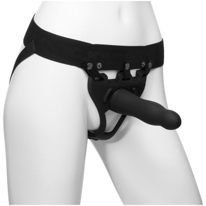 SensaSilk™ Be Daring 7in Bulbed Dong 2 Pc Hollow Silicone Strap-On Set: Unleash Pleasure and Power with the SensaSilk™ BD-7 Hollow Silicone Strap-On, for All Genders, Intense Stimulation, in Sultry Black