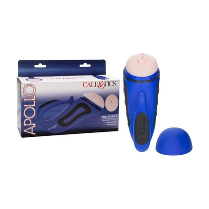 Apollo Alpha Stroker 2 - Blue: The Ultimate Vibrating Power Stroker for Men, Offering 30 Functions of Intense Pleasure in a Sleek and Sexy Design