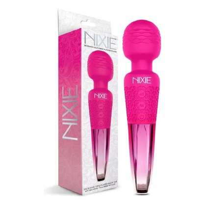 Introducing the Nixie Rechargeable Wand Massager - Model NM-1001: A Luxurious Pleasure Companion for All Genders, Delivering Sensational Vibrations in a Stunning Pink Ombre Metallic Finish - Adult Naughty Store