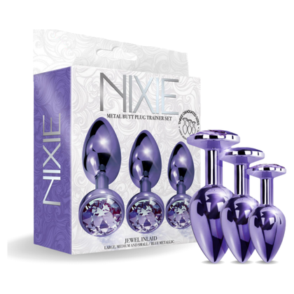 NIXIE Metal Butt Plug Trainer Set Metallic Purple - Intensify Your Pleasure with the Sensual NIXIES Metal Anal Trainer Kit - Adult Naughty Store