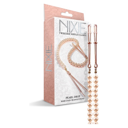 Nixie Adjustable Tweezer Clips with Pearls - Rose Gold, Model XYZ123, Unisex, Nipple Pleasure - Adult Naughty Store