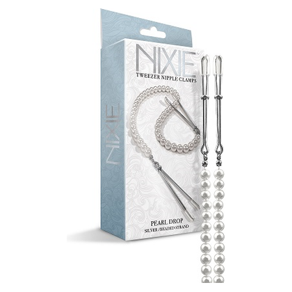 Nixie Adjustable Tweezer Clips with Pearls - White Gold, BDSM Nipple Clamps for Sensual Pleasure - Adult Naughty Store