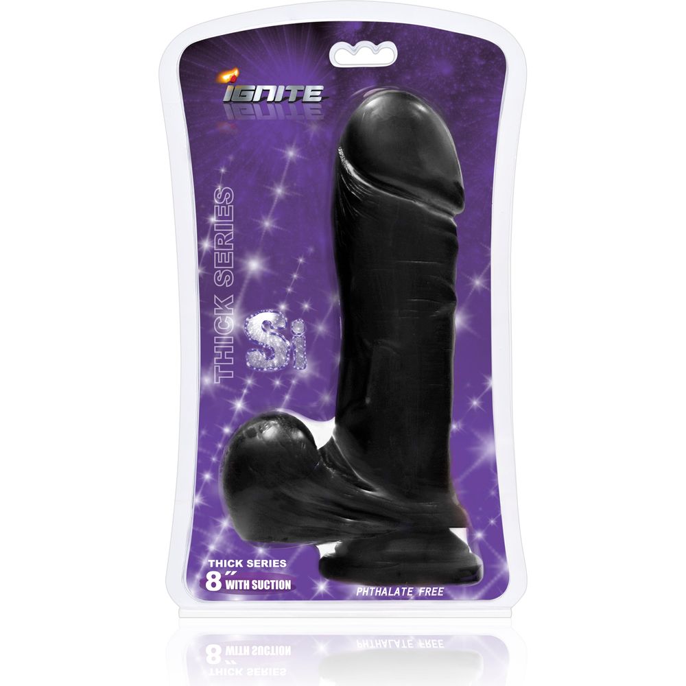 Introducing the LuxeFlex 8-inch Realistic Dildo with Suction Cup - A Premium Pleasure Experience for All Genders in Sultry Midnight Black