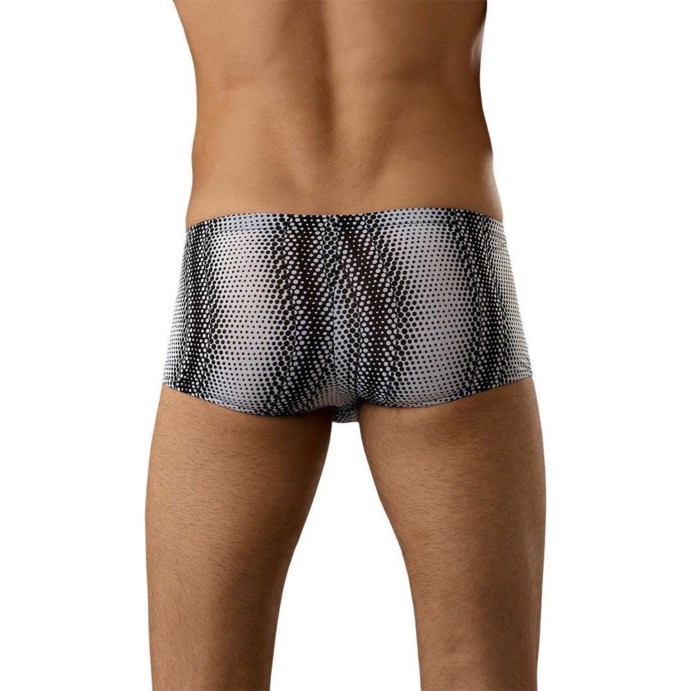 Male Power Zipper Short - Premium Polyester/Spandex Jacquard Underwear for Men - Model MPZS-001 - Enhances Definition - Sheer Inserts - Black