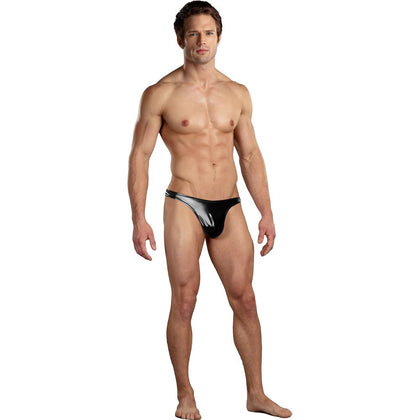 Male Power Classic Thong - Sensual Faux Leather Men's Erotic Underwear, Model MPCT-001, Black - Adult Naughty Store