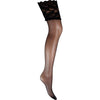 Glamory Plus Comfort 20 Hold Ups - Transparent Shiny Lace Top Thigh High Stockings for Women - Black