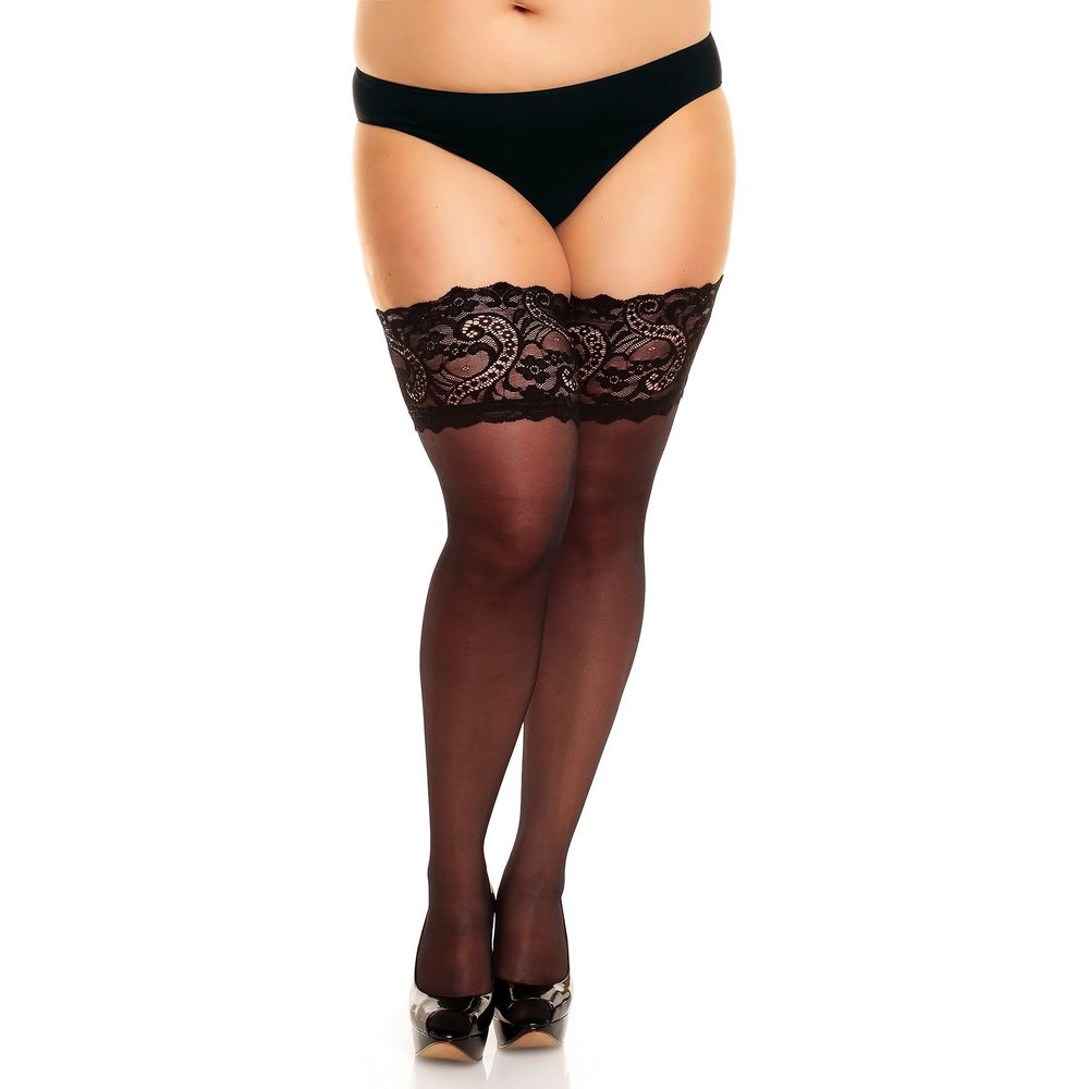 Glamory Plus Couture 20 Back Seam Hold Ups - Sensational Sheer Lace Top Stockings for Exquisite Leg Seduction