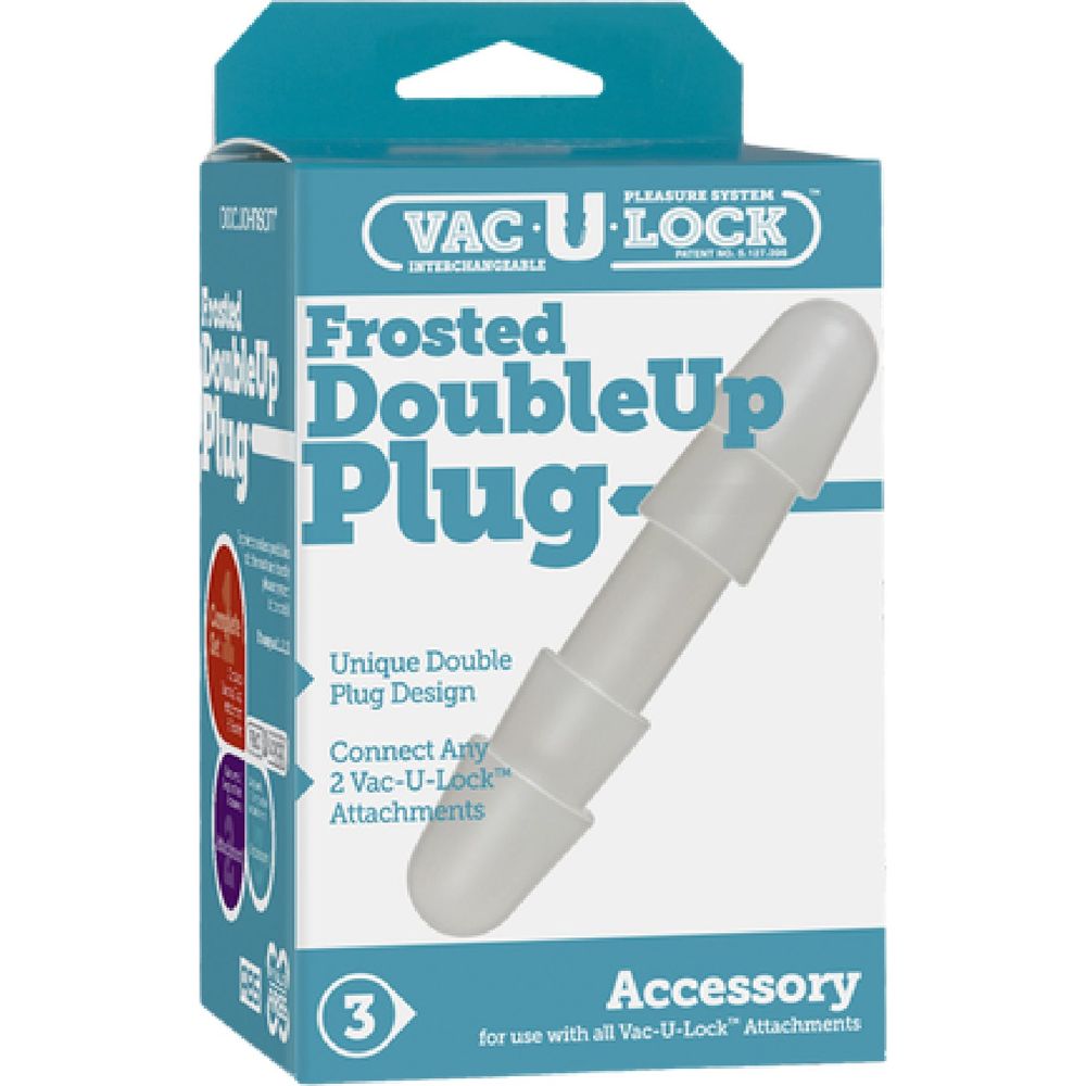Vac-U-Lock Frosted Double Up Plug - Versatile Double-Ended Pleasure Toy for Both Genders - Model VUL-2X - Explore Multiple Pleasure Zones - Frosted