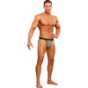 Male Power The Wave Sport Jock - Men's Polyester/Spandex Jacquard Underwear with Sheer Inserts for Enhanced Definition - Black