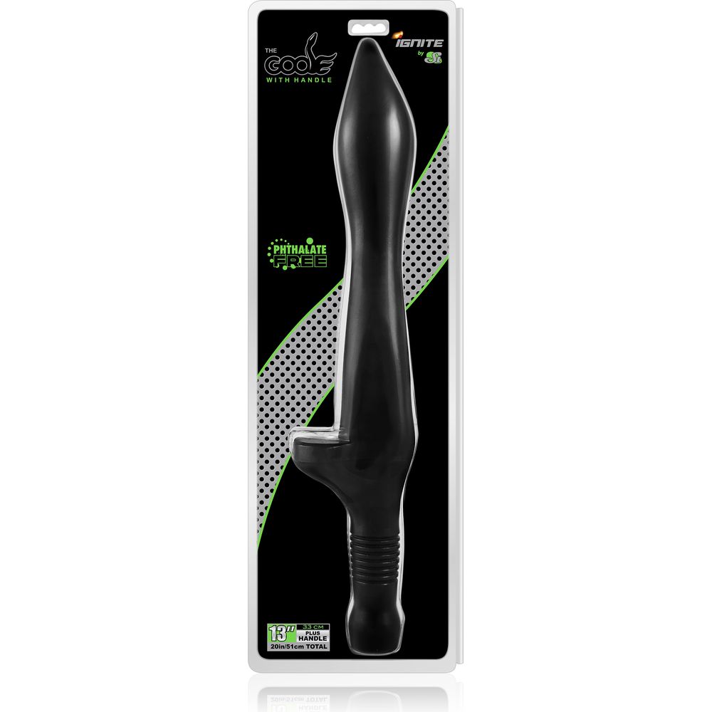 Goose Small w/ Handle Black - Premium Grade Velvety Smooth Phthalate-Free Anal Plug for Men and Women