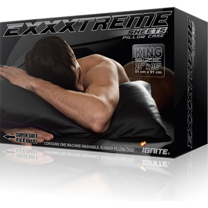 Exxxtreme Sheets Pillow Case King Size - Waterproof Neoprene Rubber Pillow Cover for Sensual Bedroom Play - Model XTC-5000 - Unisex - Ultimate Comfort and Protection - Black