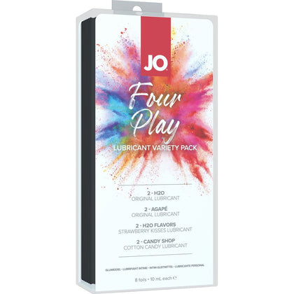 JO Four Play Gift Set 8 x 10ml Foils - Versatile Pleasure Essentials for Couples - Model 8FP-10 - Unisex - Intimate Lubricants and Flavored Delights - Assorted Colors