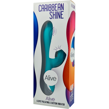 Introducing the Alive Caribbean Shine Blue Triple Motor G-Spot Vibrator with Clitoral Stimulation - Model ACSB-003, for Women - Teal - Adult Naughty Store