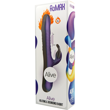 Alive Romax Purple Silicone Waterproof Quiet Rabbit Vibrating and Thrusting Massager with Heating Function - Model RMX-PUR-001 - For Women - Vagina and Clitoris Stimulation - Adult Naughty Store