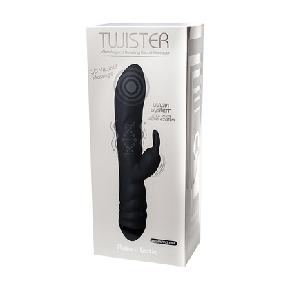 Adrien Lastic Twister Black - Vibrating and Rotating Rabbit Massager for Women - UWM System, 3D Rotation, Multiple Vibration Modes - Ultimate Pleasure in Black - Adult Naughty Store