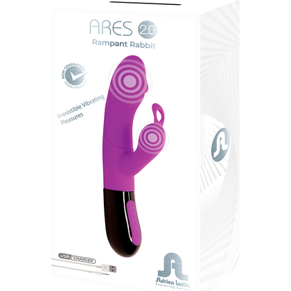 Adrien Lastic Ares 2.0 Rechargeable Dual Stimulating Vibrator for Women - Enhanced Battery Life - Includes Charger - Elegant and Ergonomic Design - Deep Purple