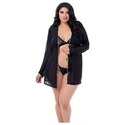 NH Black Label Sensual Lingerie Set - Luxe Robe Bralette & Thong (D) - Women's Intimate Apparel in Seductive Black