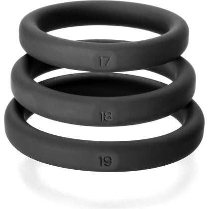 Perfect Fit Xact-Fit Silicone Rings Large 3 Ring Kit - Male Cock Rings for Enhanced Pleasure - Model #17, #18, #19 - Black