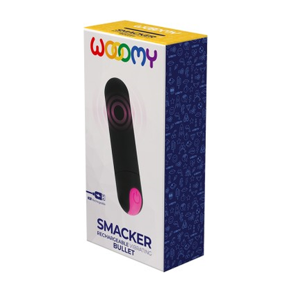 Wooomy Smacker Bullet Rechargeable Mini Vibrator - Model WSB-10 - Clitoral Stimulation - Pink and Black - Adult Naughty Store