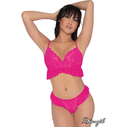 Introducing the Seductiva Lace Bralette & Thong 2PC Set - Model SBT-001: A Sensational Sensory Delight for Alluring Intimate Moments in Passionate Pink