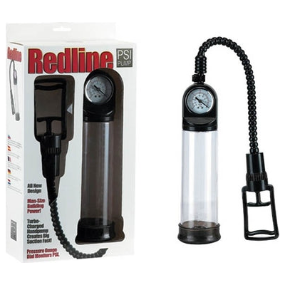 Redline Deluxe Pump with Gauge - Advanced Penis Enlargement Device for Men - Model RLP-500 - Enhances Stamina and Performance - Red
