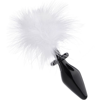 Introducing the SensualGlass White Fluffer Bunny Tail Glass Anal Plug - A Luxurious Delight for Sensual Pleasure