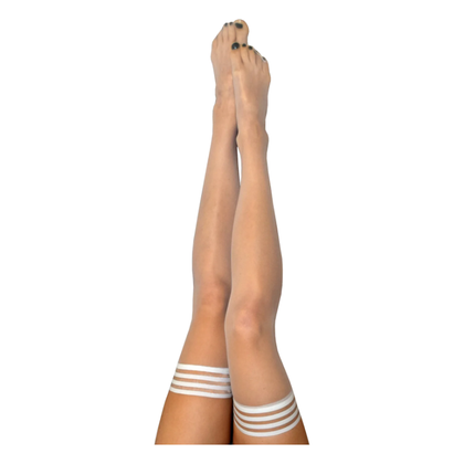 Kixies Ashley Size D White Thigh-Highs: The Ultimate All-Day Wear No-Slip-Grip Stockings for Plus Size Women