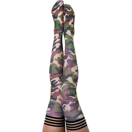 Kixies Alex - Camo Thigh Highs Size B: The Ultimate Stay-Up Camouflage Thigh High Stockings for All-Day Comfort and Style