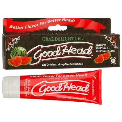 Introducing the Sensual Pleasures GoodHead Oral Delight Gel - Watermelon Flavored, your ultimate oral pleasure enhancer!