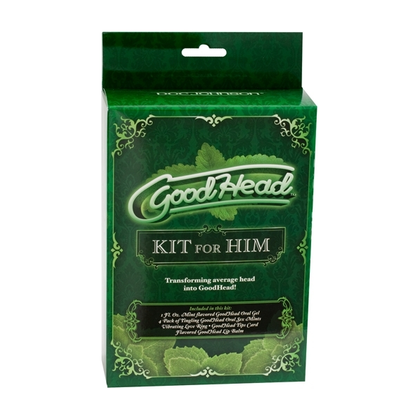 Mystical Mint GoodHead Kit for HIM - Complete Oral Pleasure Set for Men - Includes Oral Gel, Mints, Lip Balm, Vibrating Love Ring - Mint Flavored - Model: GHK-001