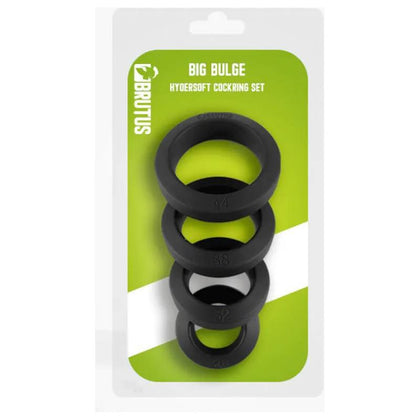 Brutus Toys Hypersoft Silicone Cock Ring Set - Model B4GB - Male Pleasure Enhancer - Sensual Stimulation - Seductive Black