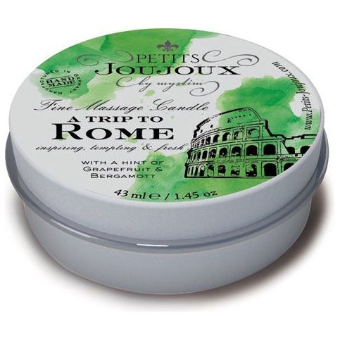 Petits JouJoux Massage Candle Rome 43ml - Sensual Aromatherapy for Couples - Shea Butter and Jojoba Infused Massage Oil - Grapefruit & Bergamot Scent - Intimate Pleasure Enhancer - Warm and Nourishing - Unleash Your Passion - Perfect for Romantic Getaways