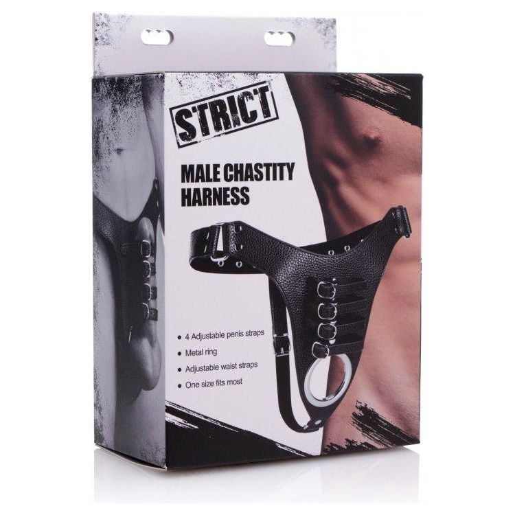 Exquisite Control Male Chastity Harness: The Ultimate Dominant Pleasure Device - Model X1, for Men, Intense Genital Restraint, Black