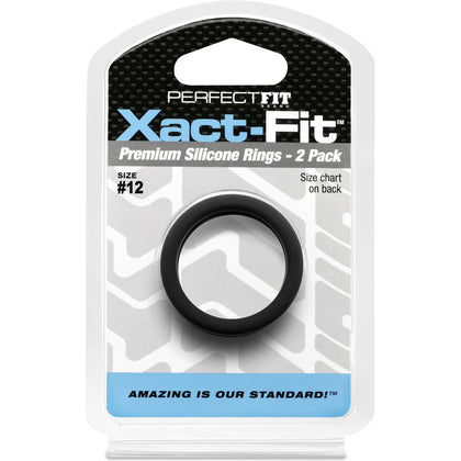 Xact-Fit #12 1.2in 2-Pack - Premium Silicone Penis Rings for Enhanced Pleasure - Male, Cock Ring Set for Intensified Sensations - Black - Adult Naughty Store