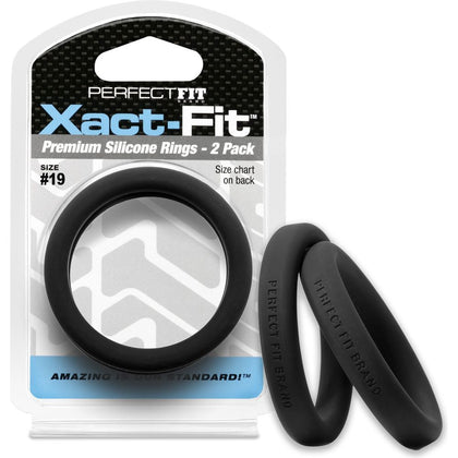 Introducing the Xact-Fit #19 1.9in 2-Pack Silicone Cock Rings for Men - Enhance Pleasure and Performance in Style!