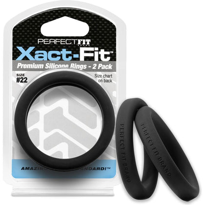 Xact-Fit #22 2.2in 2-Pack Silicone Cock Rings for Men - Enhance Pleasure and Performance - Black