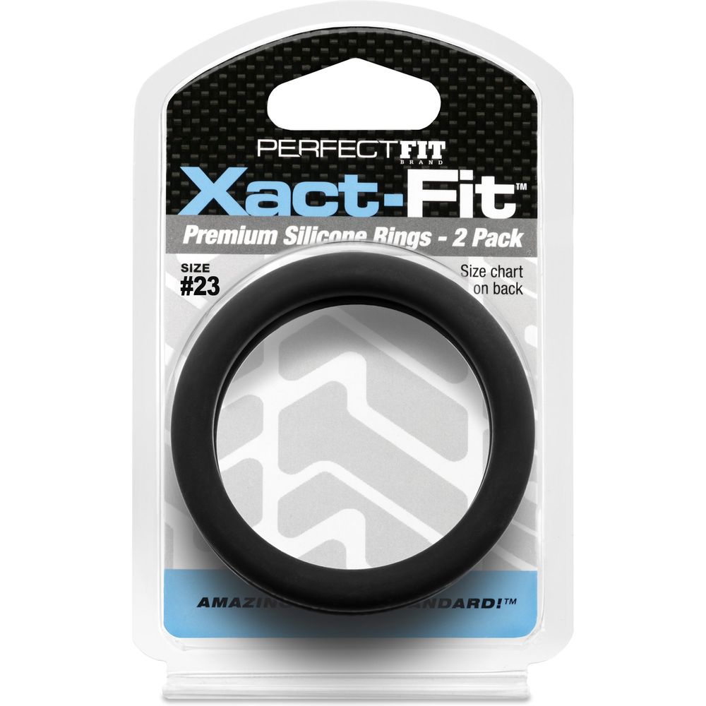 Introducing the SensaPleasure Xact-Fit #23 2.3in 2-Pack: Premium Silicone Cock Rings for Men - Enhance Pleasure and Performance in Style!
