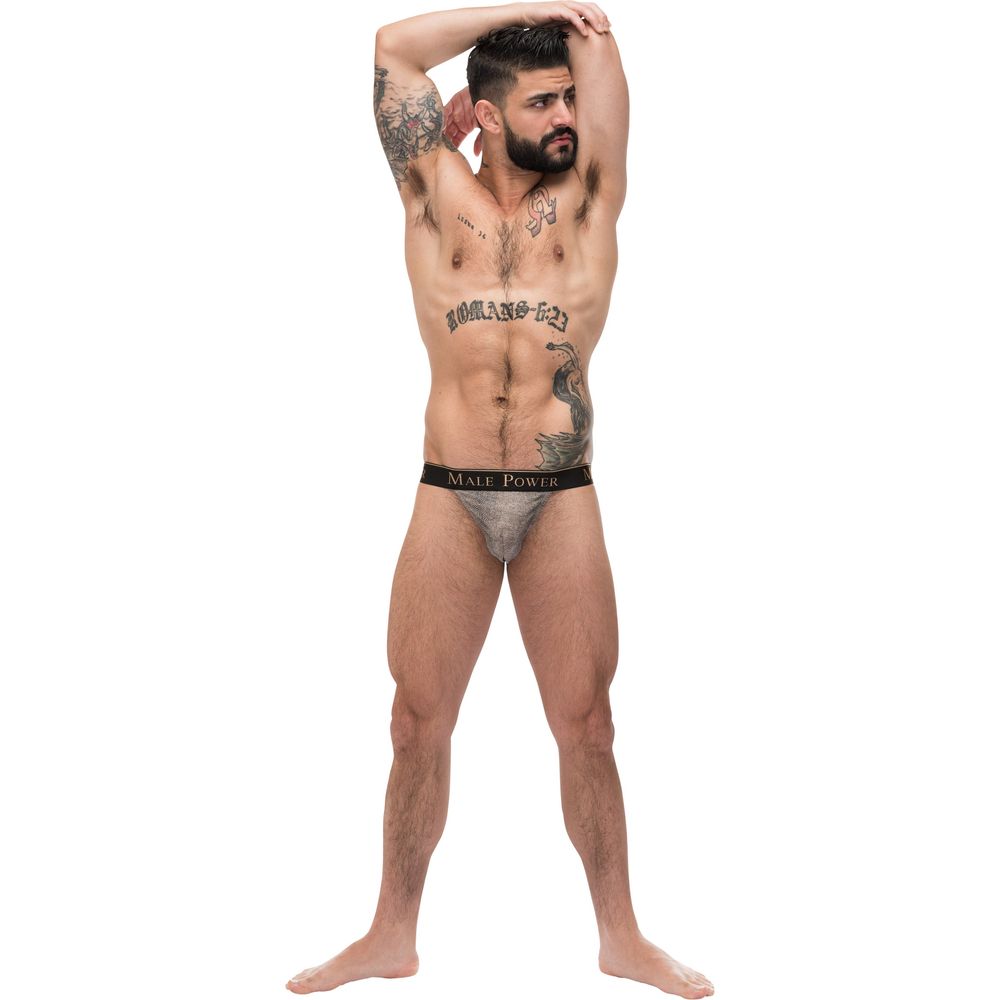 Male Power Viper Micro G-String - Reptilian Snakeskin Print Men's Erotic Underwear - Model VP-2001 - Enhances Sensual Pleasure - Natural Shades with a Hint of Sparkle