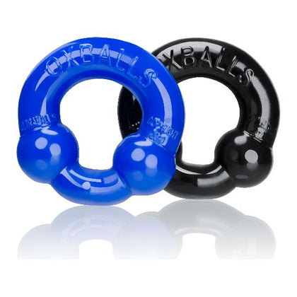 OXBALLS Ultraballs 2 Pack Cockring - Model UB-2PC-BLKBLU - Enhance Pleasure and Performance - Black and Police Blue