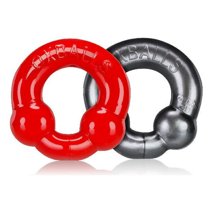 OXBALLS Ultraballs 2 Pack Cockring Steel and Red - Intensify Your Pleasure with the OXBALLS Ultraballs UC-02 Steel and Red Cockring for Men - Enhance Stamina, Experience Sensational Support, and Embrace a Captivating Bulge