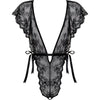 Introducing the Sensual Pleasures Lace Teddy - Exquisite Floral Motif, Alluring Design, Ultimate Seduction in Black