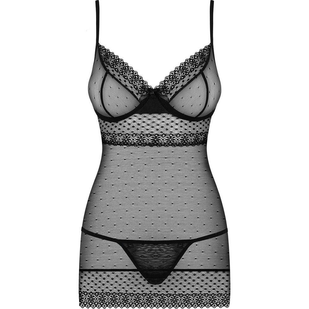 Introducing the Seductiva Sheer Bliss Mesh Chemise and Thong Set - The Ultimate Sensual Delight