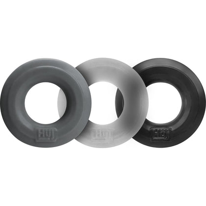 Hunkyjunk HUJ3 C-Ring 3-Pack - Versatile Ball-Stretching Cock Ring Set for Men - Enhance Pleasure and Intensify Sensations - Black