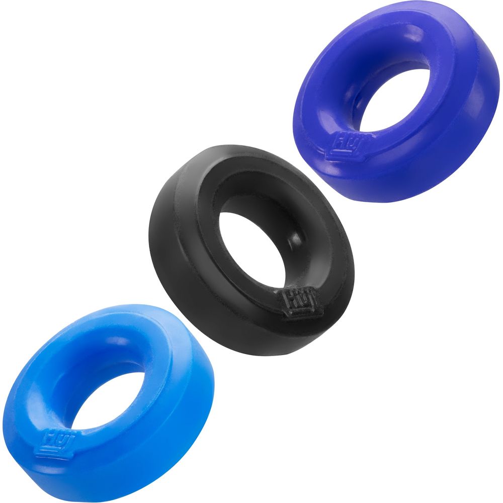 Hunkyjunk HUJ3 C-Ring 3-Pack: Versatile Ball-Ring Set for Enhanced Pleasure in Black