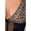 Montana Body Black - Elegant Satin and Tulle Premium Body for Women - Sensual Floral Design - Adjustable Straps - Size L/XL