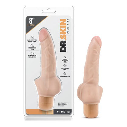 Blush Novelties Dr. Skin Cock Vibe #12 8in Vibrating Cock - Beige: The Ultimate Pleasure Experience for All Genders!