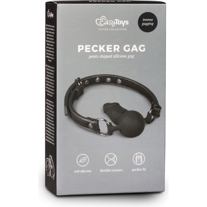 Introducing the SensaPleasure Silicone Sensation Ball Gag with Dong - Model SG-9000 - Unisex - Mouth and More - Intense Black
